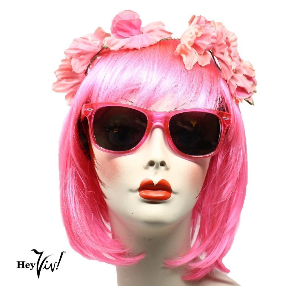 Pink Crystal Frame Sunglasses Tinted Lens Vintage Retro Style Shades - Hey Viv